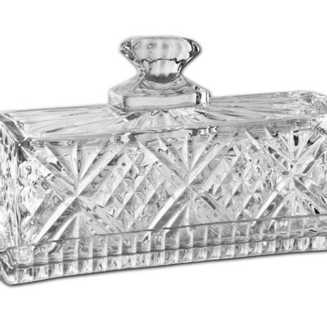 James Scott Crystal Butter Dish with Handled Lid