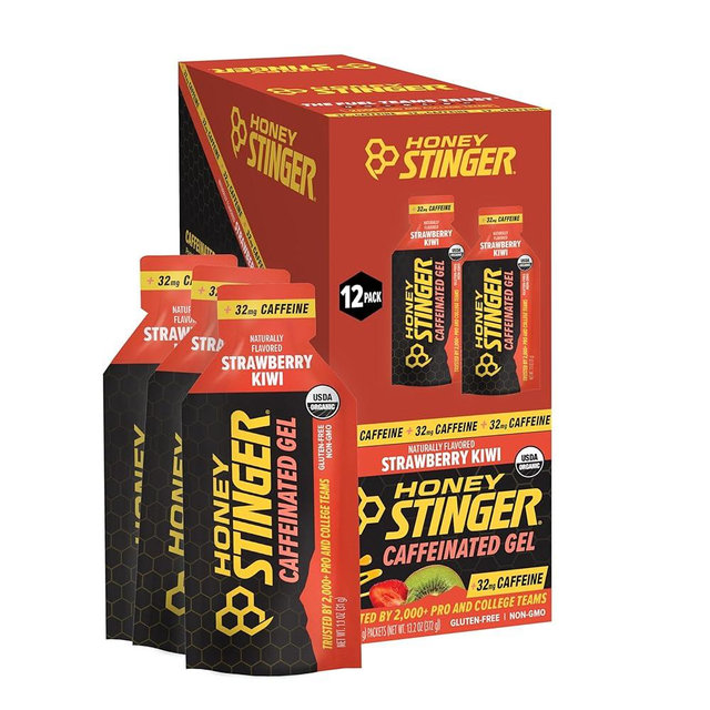 Honey Stinger Organic Strawberry Kiwi Energy Gel, Caffeinated & Gluten Free, for Exercise, Running and Performance, Sports Nutrition for Home & Gym, Pre and Mid Workout, 12 Pack, 13.2 Ounce