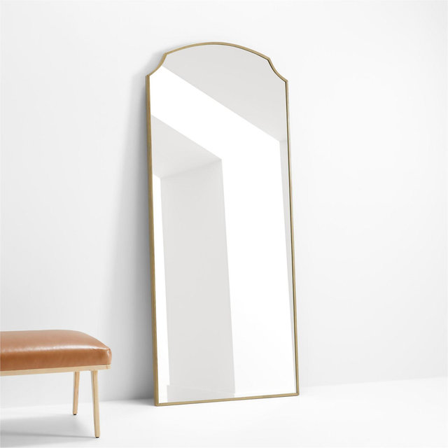 Emmy Narrow Brass Arch Floor Mirror