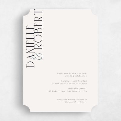 Beige Ticket Wedding Invitation - Falcon Portrait