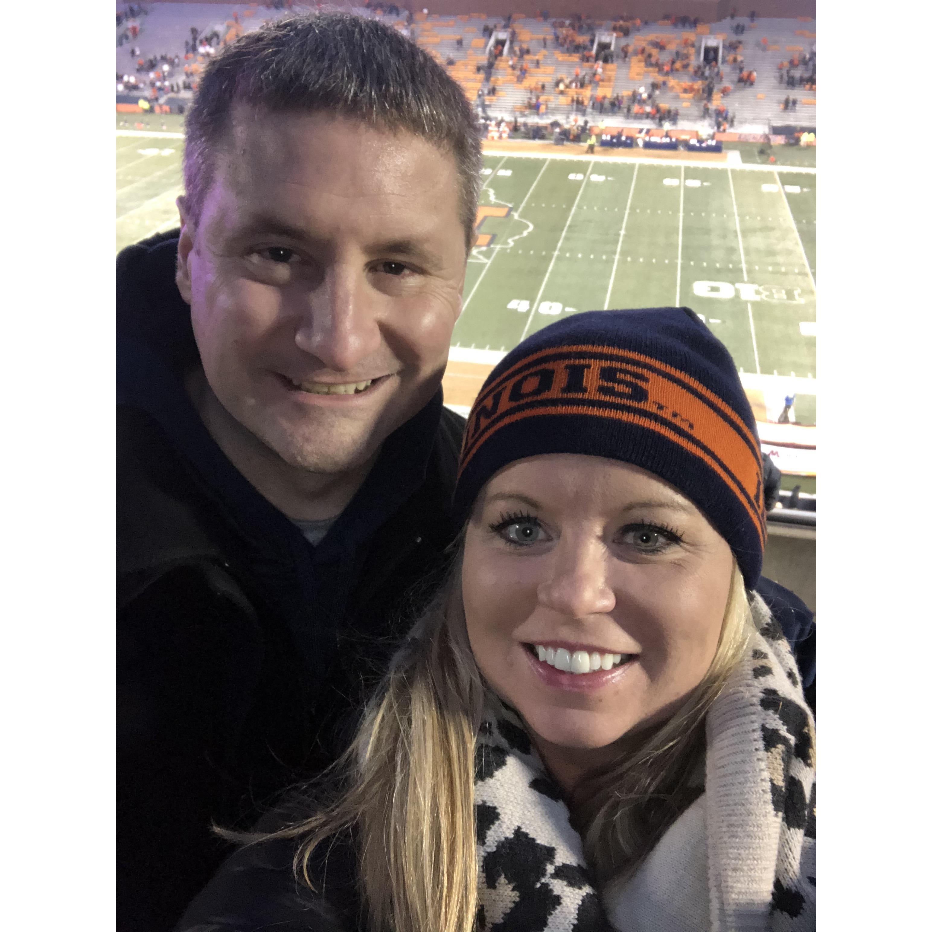 Freezing at an Illini Night game.