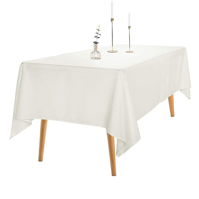 Ascoza 2pack 60x102 Inch Ivory Rectangular Tablecloth in Polyester Fabric for Wedding/Banquet/Restaurant/Parties