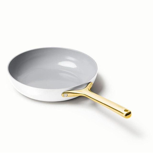 Caraway Nonstick Ceramic Frying Pan (2.7 qt, 10.5") - Non Toxic, PTFE & PFOA Free - Oven Safe & Compatible with All Stovetops (Gas, Electric & Induction) - White