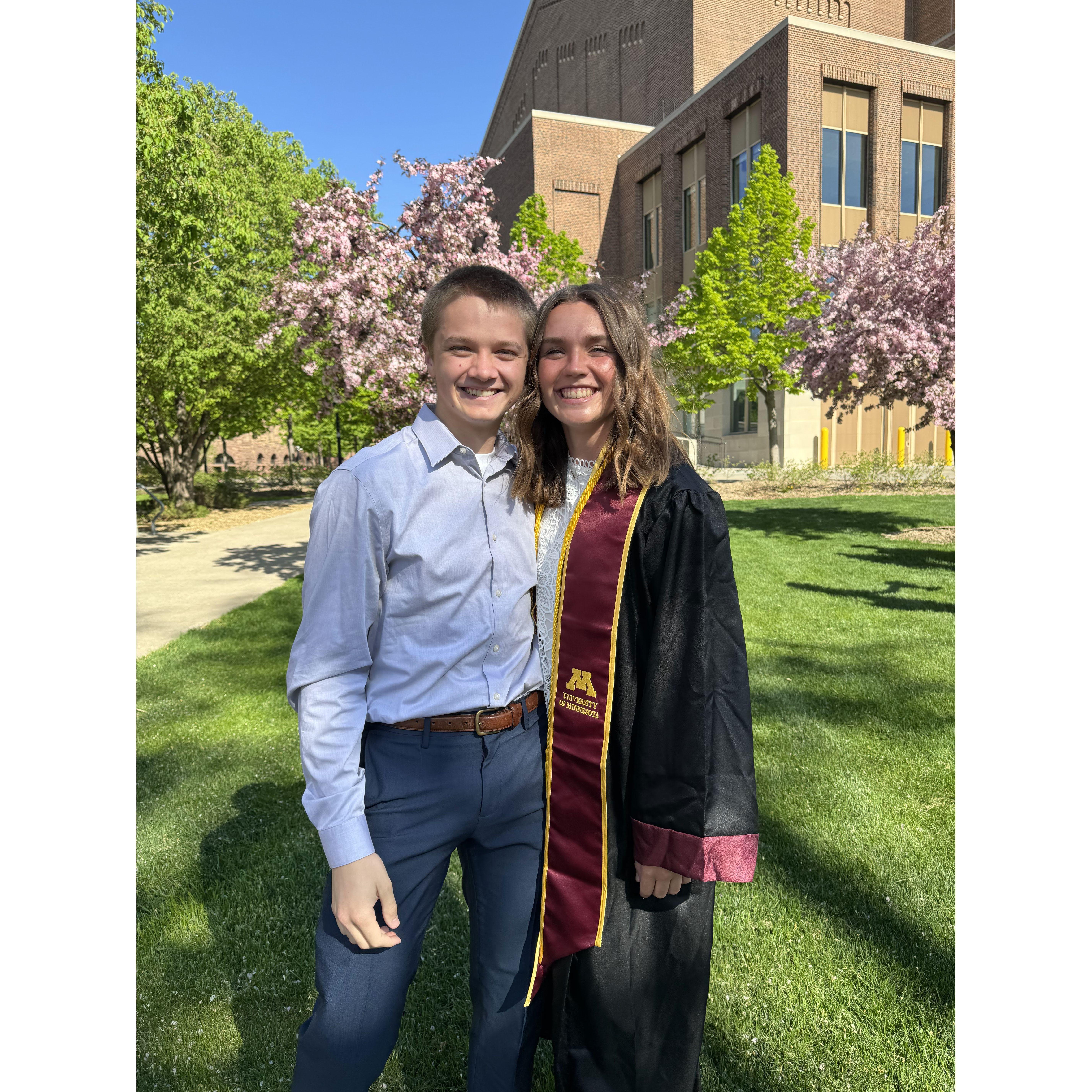 May 2024 - I graduated college! Mason was there to celebrate! My biggest supporter!