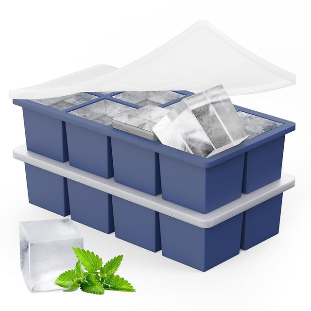 Large Ice Cube Trays for Whiskey: GGOW Big Silicone Ice Cube Trays 2Inch- Huge Square Ice Cubed Tray for Whisky and Cocktail
