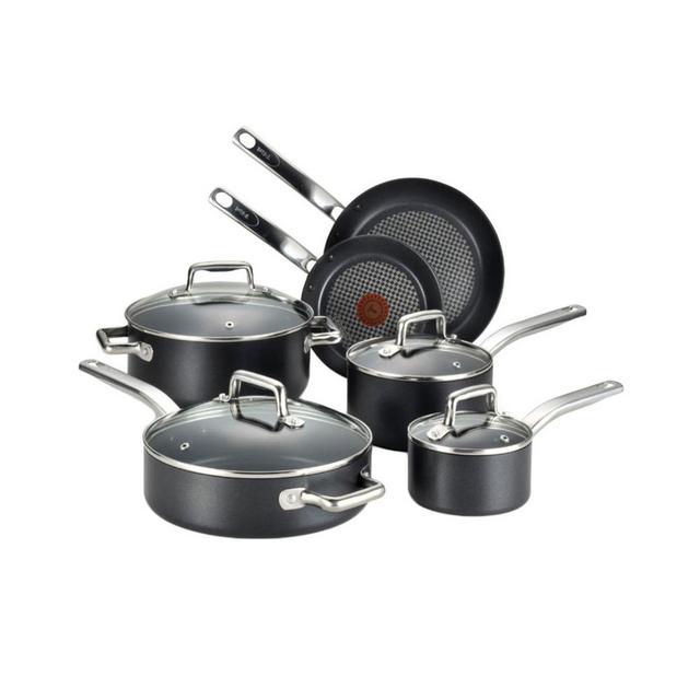 T-fal C517SA64 Pro Grade 10 Piece Cookware Set, Black