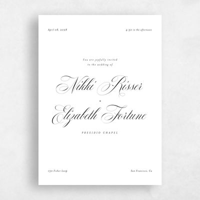 White Wedding Invitation - Thorn Script