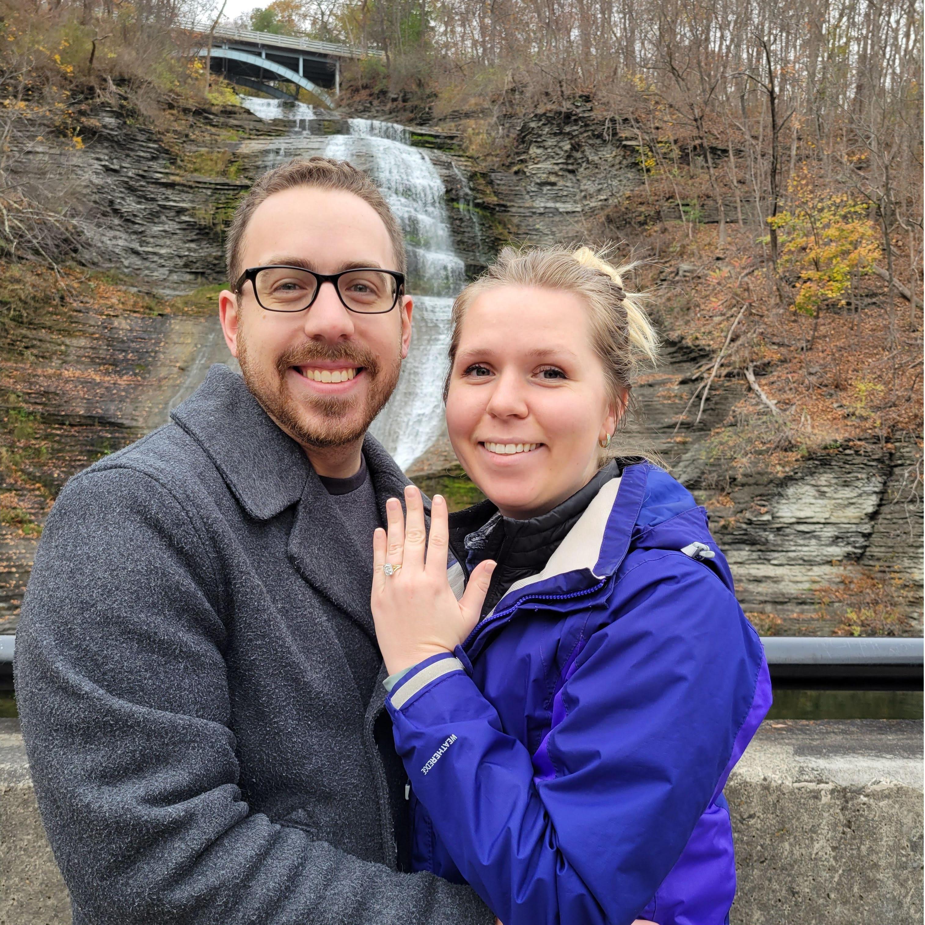 We got engaged in Shequaga falls