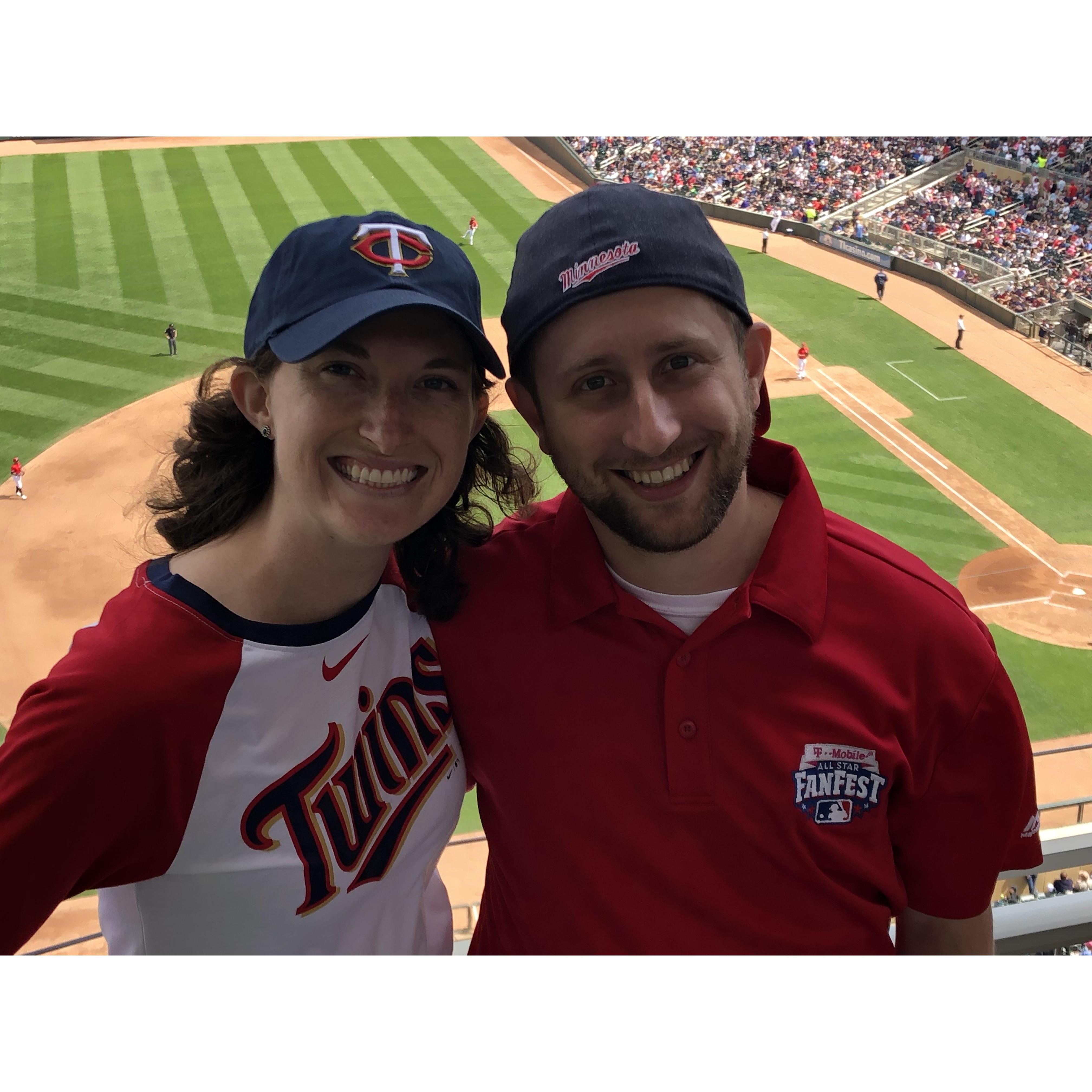 Cheering on the Twins during my first trip to Minnesota