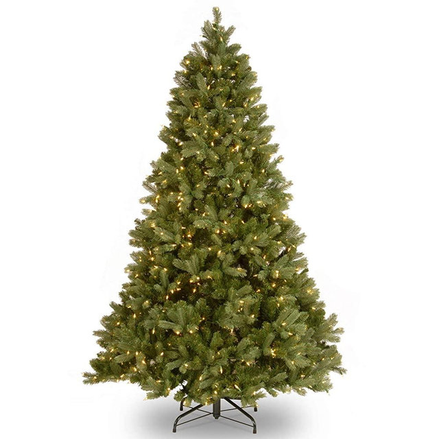 National Tree Company 'Feel Real' Pre-lit Artificial Christmas Tree | Includes Pre-strung White Lights and Stand | Downswept Douglas Fir - 7 ft