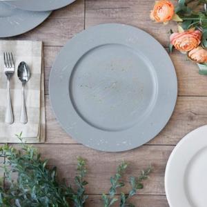 Distressed Gray Chargers, Set of 4