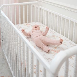 Violet Floral Cotton Fitted Crib Sheet