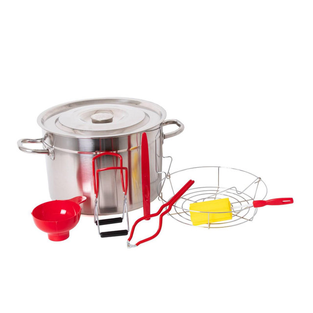 Lehman's Starter Canning Kit, Essential 7 Pc Set with Stainless Steel Water Bath Canner Stockpot, Rack and Essential Toolset