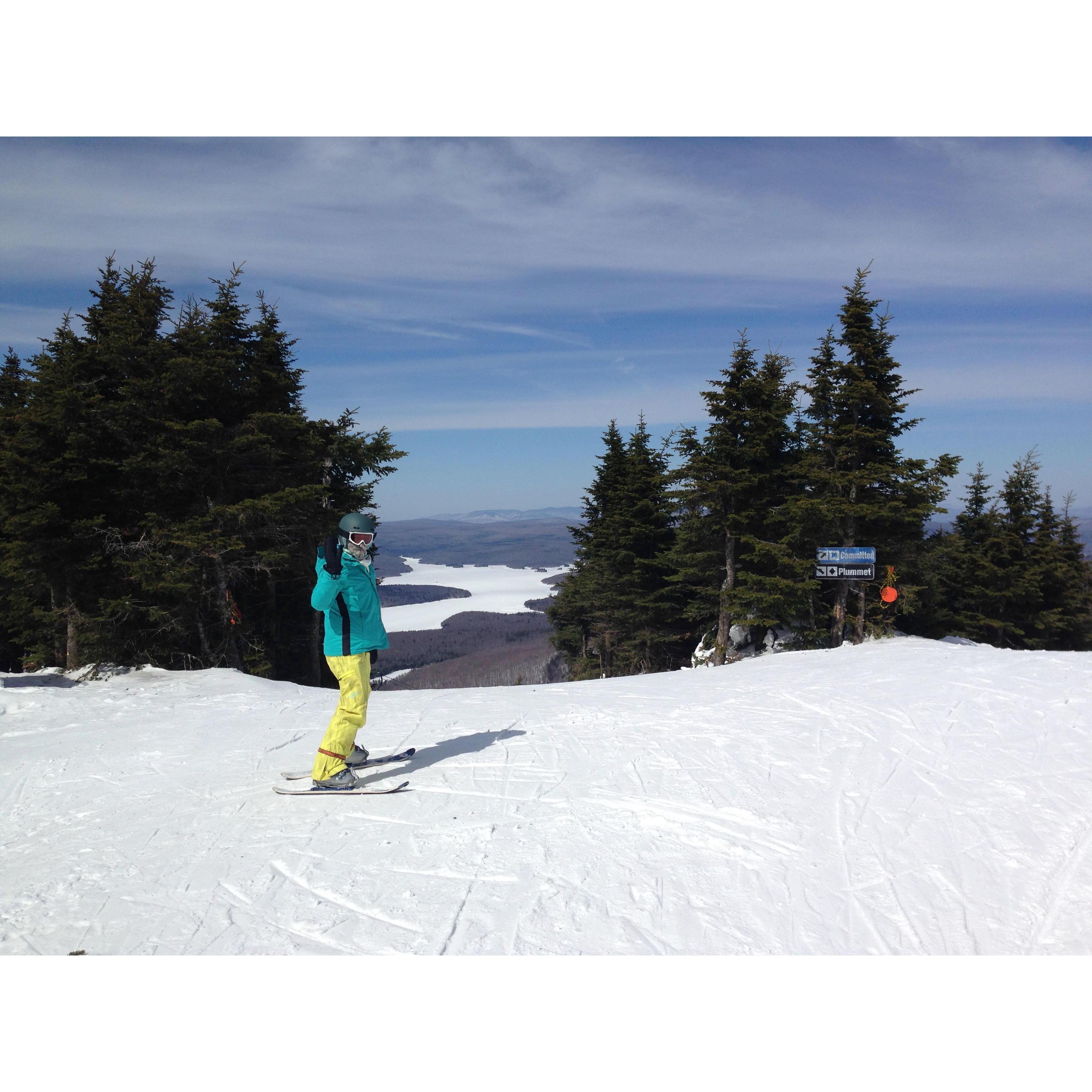 Morganne saying goodbye before heading down the Black Diamond @ Mount Snow.