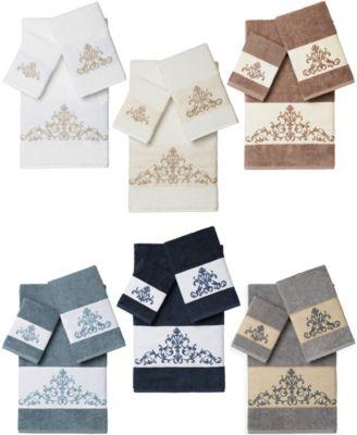 Turkish Cotton Scarlet Embellished Hand Towel - Midnight Blue