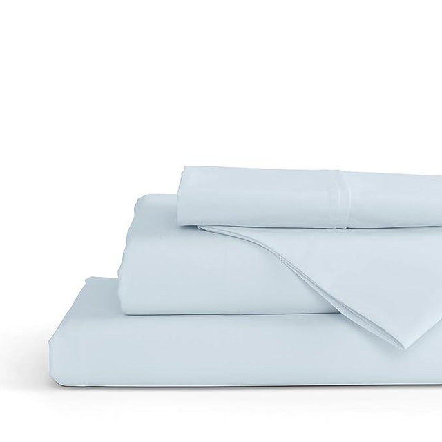 100% Cotton Percale Sheets King Size, Blue Duck Egg, Deep Pocket, 4 Pieces Sheet Set - 1 Flat, 1 Deep Pocket Fitted Sheet and 2 Pillowcases, Crisp Cool and Strong Bed Linen
