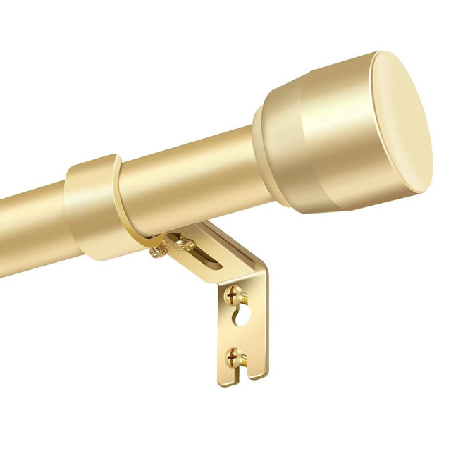 1” Diameter Curtain Rods Itself is 30 to144 inch 1 Pack Fit 30-142 inch, 66 to 120 inch Window with Heavy Duty Adjustable Rod Gold Curtain Splicing Metal Extra Long Curtain Rod for Windows