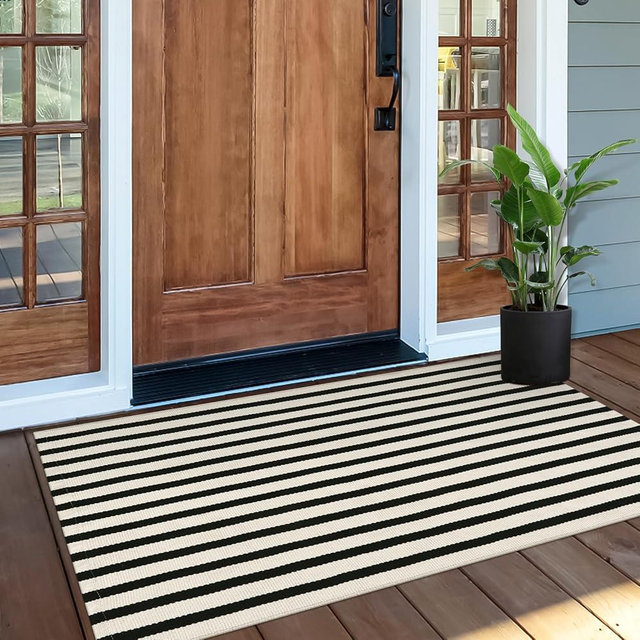 OJIA Front Door Mat 24"x51", Machine Washable Porch Rug Indoor Outdoor Rugs Outside Doormat Striped Rug Cotton Woven Entryway Rug for Kitchen/Bathroom/Farmhouse/Home Entrance