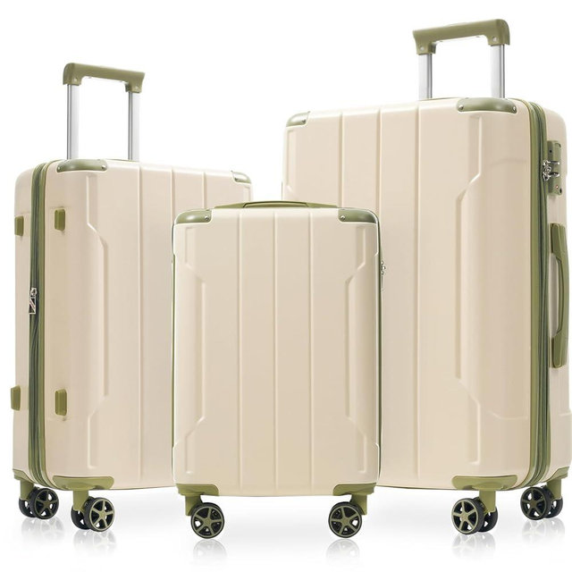 Merax Luggage Set 3 Piece Hardshell Suitcases with Spinner Wheels, TSA Lock, Lightweight Travel Luggage 20" Carry On 24" 28" Expandable Checked for Family Trips