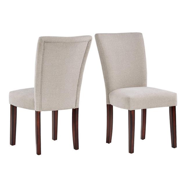 Set of 2 Quinby Upholstered Parson Dining Chairs Oatmeal/Heather Gray - Inspire Q: Rubber Wood Legs, Linen Fabric