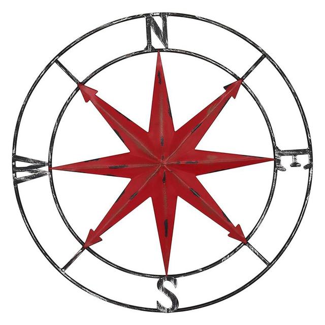 aboxoo Round Metal Compass Decorative Compass Metal Wall Art Hanging Wall Sculpture 22.8 Inch Diameter Farmhouse Decor Indoor or Outdoor Sign