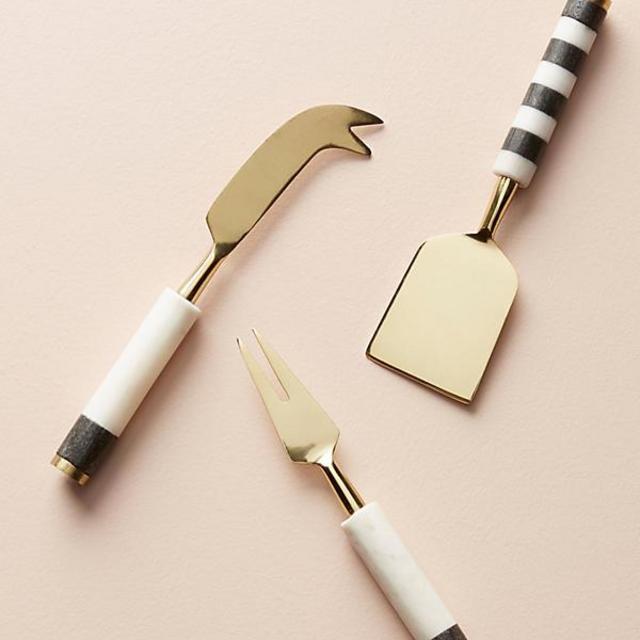 Marble-Blocked Cheese Knife Set