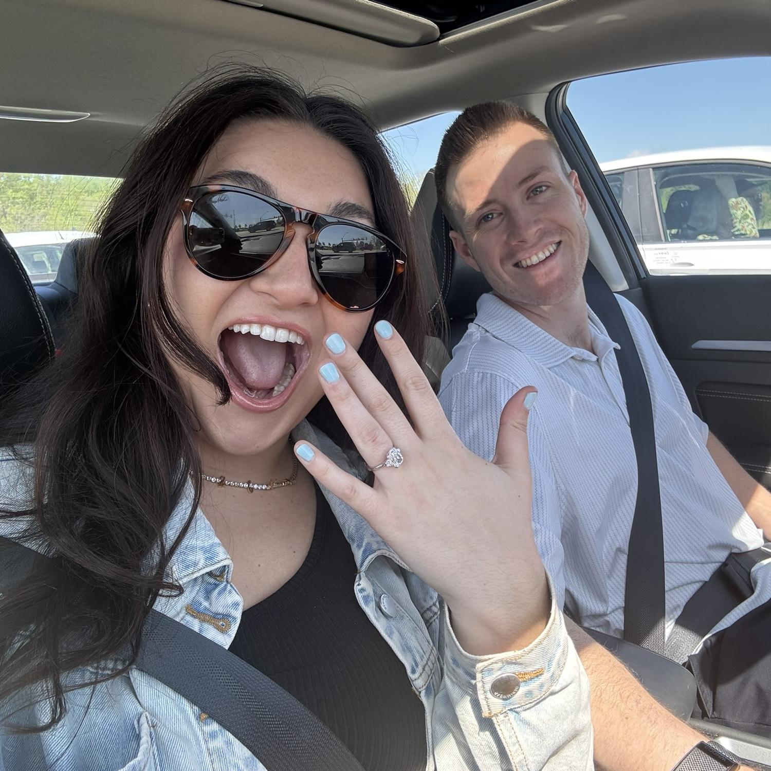 Going to celebrate our engagement with family!