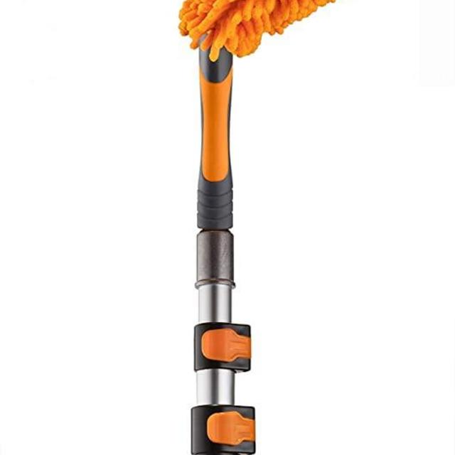 1.5-to-5 ft Flexible Fan Duster for Ceiling Fan with Extension Pole (11+ Foot Reach) // Microfiber Ceiling Fan Blade Cleaner // Washable Fan Brush and Telescopic Pole // Best Flex-and-Stay Dusting Kit