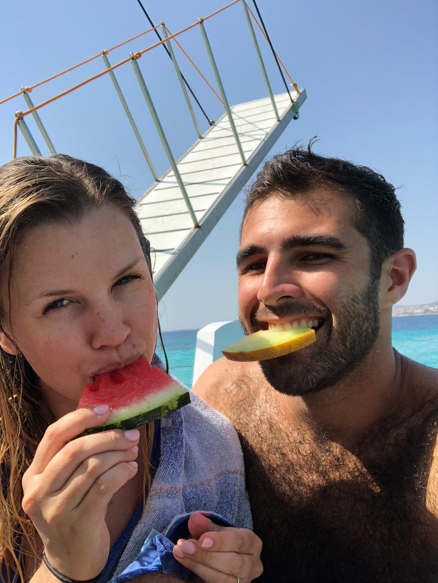 Fueling up after a ton of swimming!