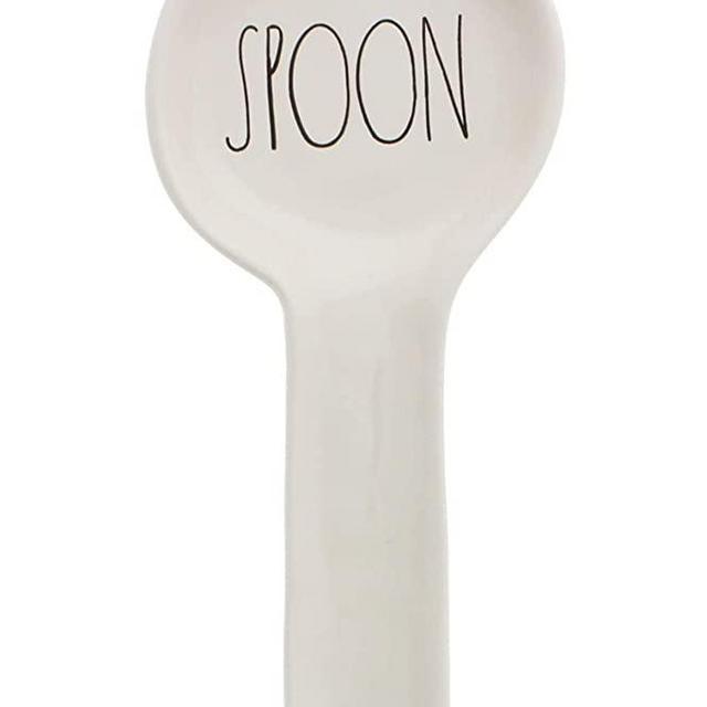 RARE Rae Dunn by Magenta SPOON in large letters Spoon Rest 10.5 inch with SPOON facing correct direction.