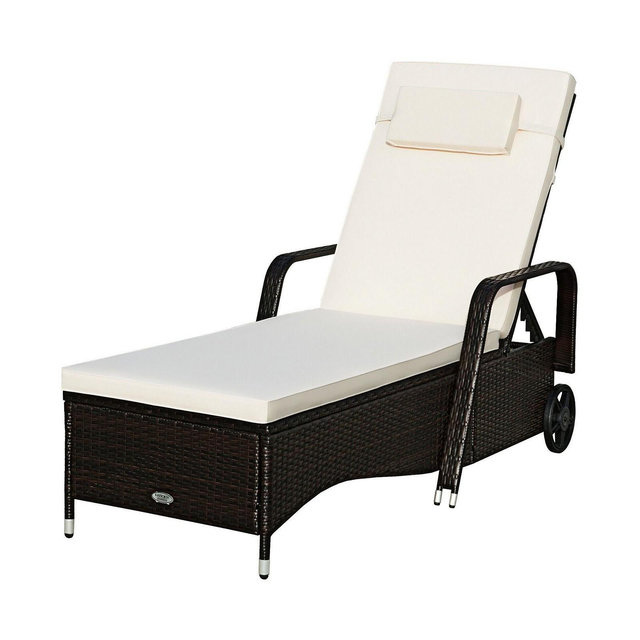INOLAIT Outdoor Recliner Cushioned Chaise Lounge with Adjustable Backrest