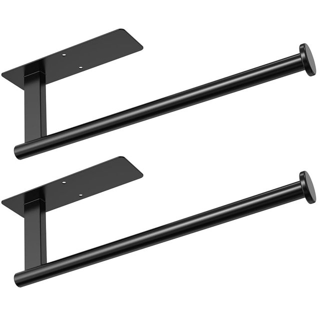 CUXIXA Paper Towel Holder Under Cabinet 2 Pack, Upgraded Self Adhesive Paper Towel Holder Wall Mount for Kitchen, Bathroom, RV, Bend-Resistant, Self-Adhesive or Drill mounting