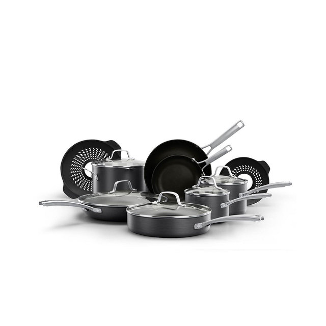 Calphalon Classic Hard-Anodized Nonstick Cookware 14-Piece Pots and Pans Set with No-Boil-Over Inserts