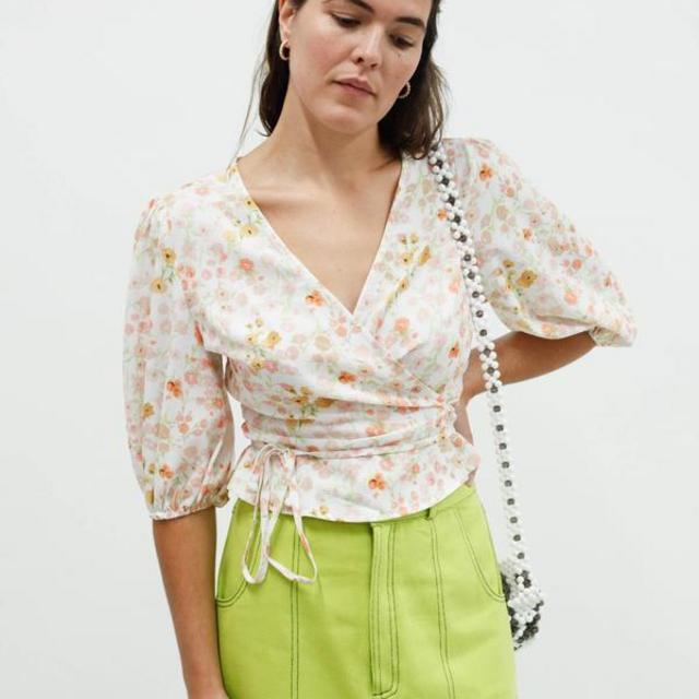 Salsa Wrap Top - Pansy Floral (sz S)