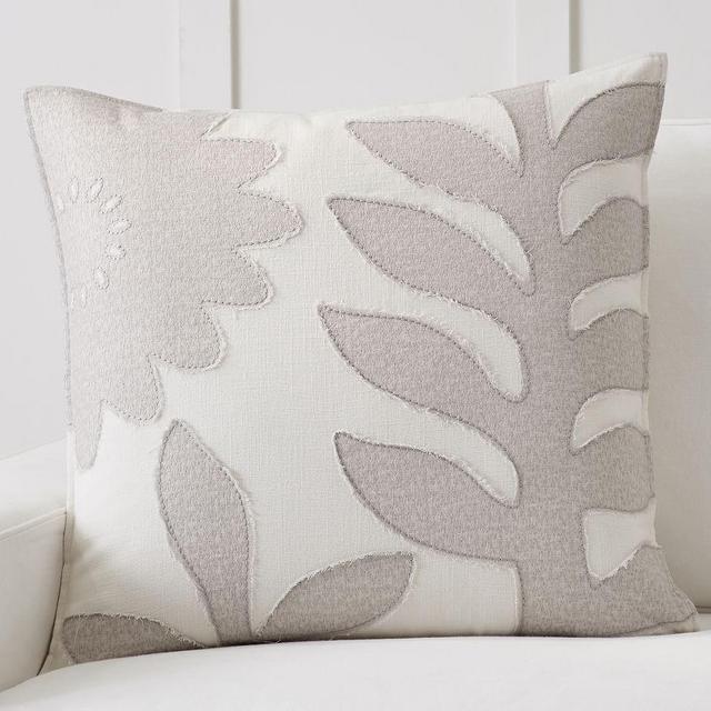 Lilo Embroidered Pillow Cover, 24 x 24", Gray