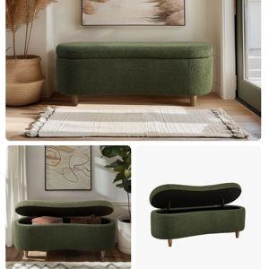 Bailey Boucle Flip Top Storage Bench - Green