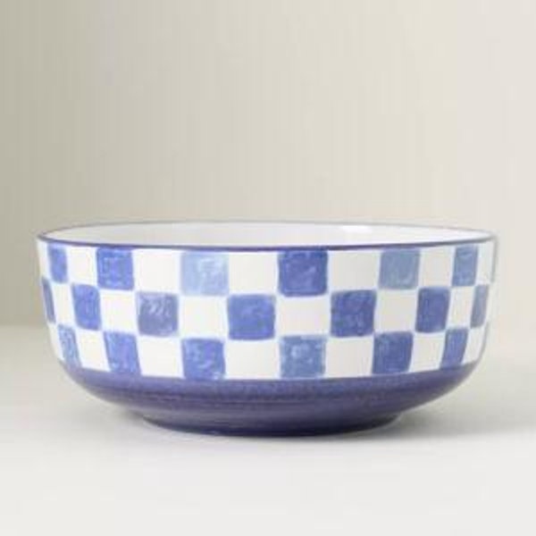 MacKenzie-Childs Stoneware Check Serving Bowl - Navy, One Size
