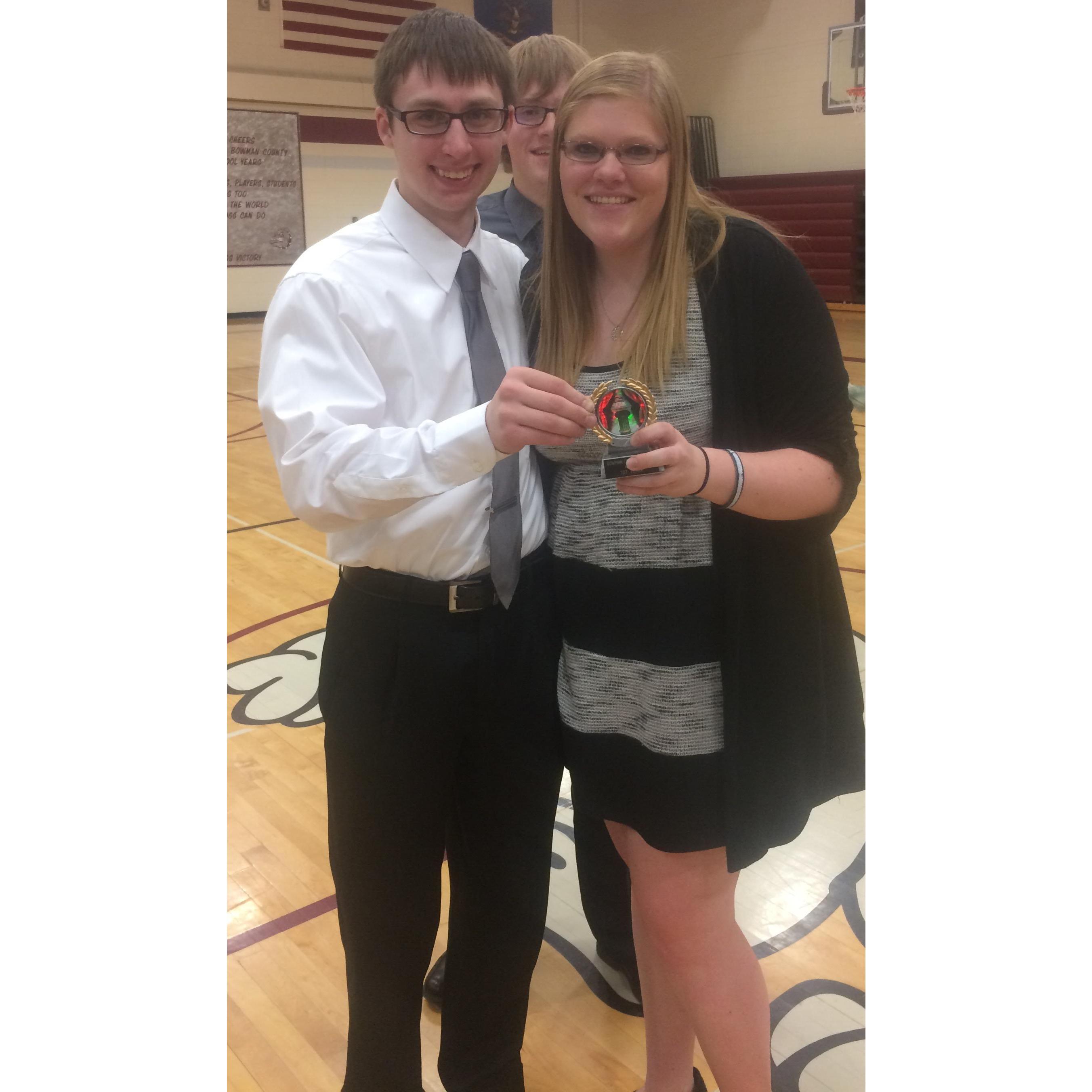 Right after Andrea won Radio Broadcasting at the home speech meet her senior year!