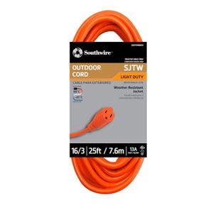 Southwire 25-ft 16/3 Orange 3 Prong Outdoor SJTW Light Duty