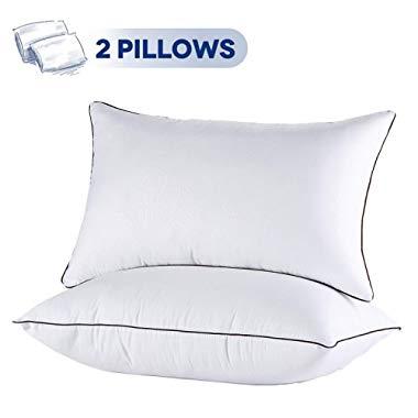 2 Pack Bed Pillows for Sleeping-Hypoallergenic Pillow for Side and Back Sleeper Hotel Pillows Down Alternative Sleeping Pillows with Super Soft Plush Fiber Fill-Queen Size
