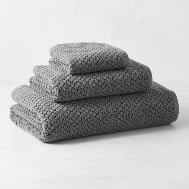 Textured Towel Collection, Wash Cloth, Pewter