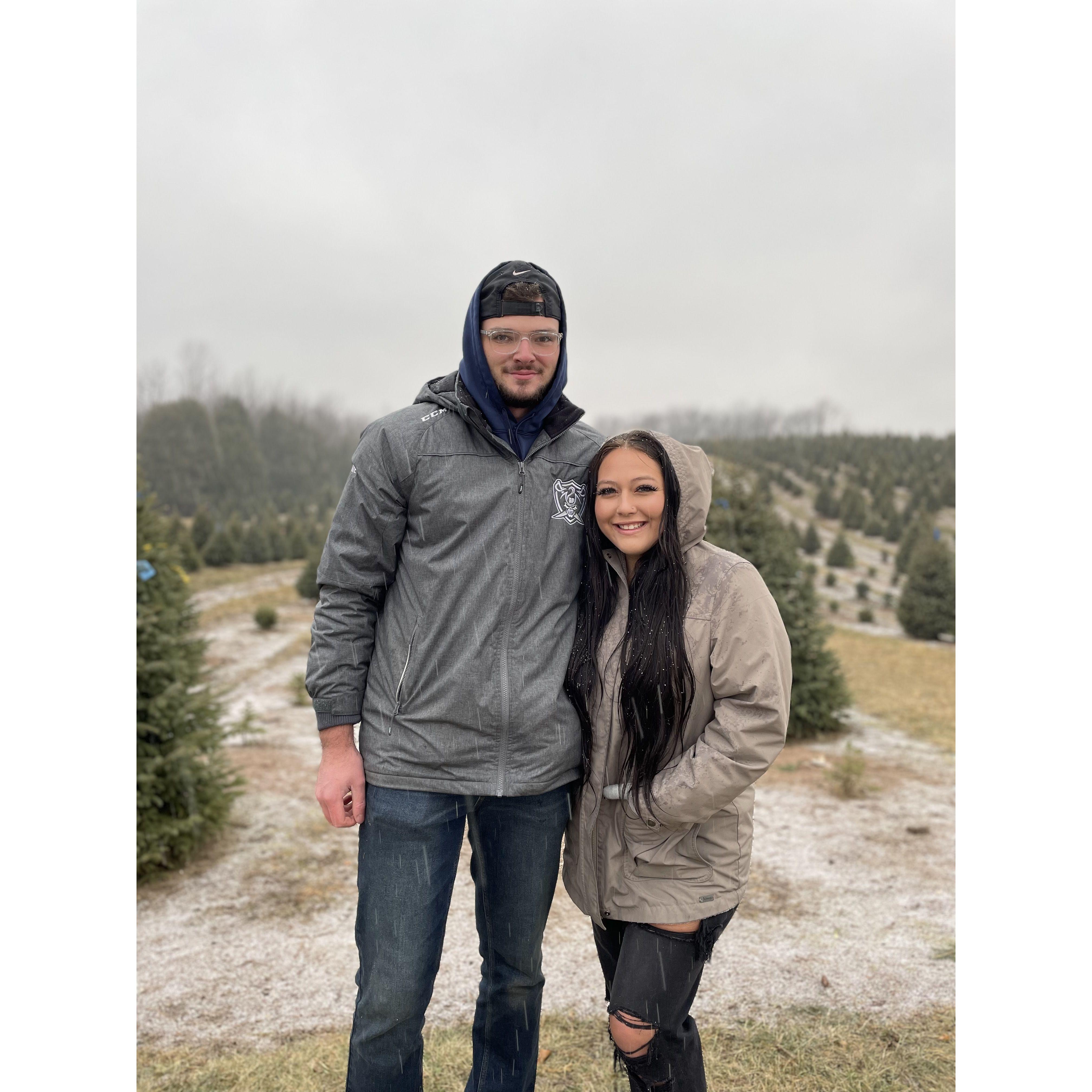 Riley's first time cutting down a Christmas tree