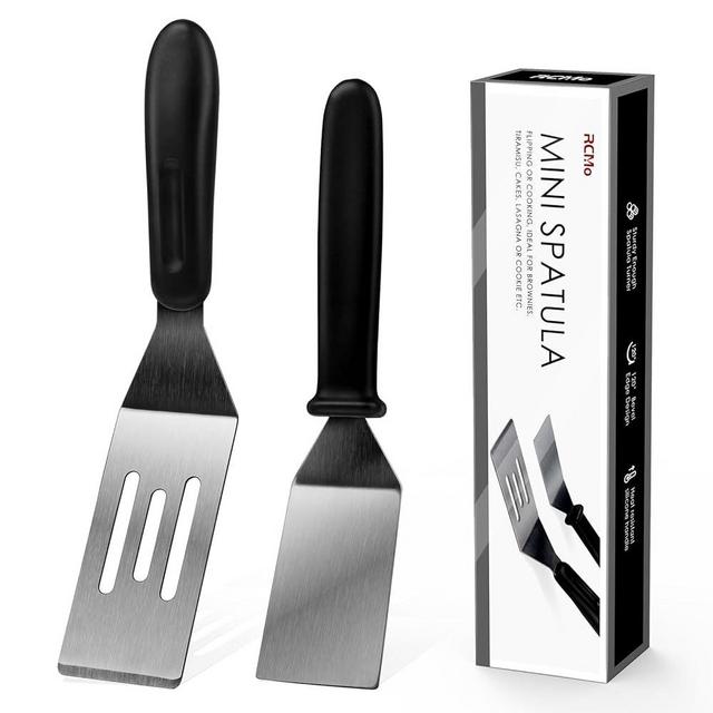 Small Spatula Professional Mini Serving Spatula, 2 Pieces Stainless Steel Metal Spatulas Set, Cutter and Serve Turner for Kitchen, Flipping or Cooking for Brownie, Cookie, Lasagna, Pancakes or Cake
