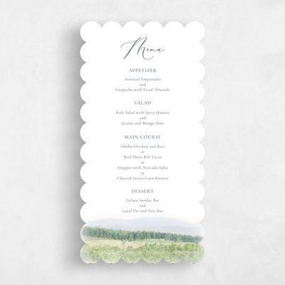 White Scalloped Wedding Menu - Meadowlark