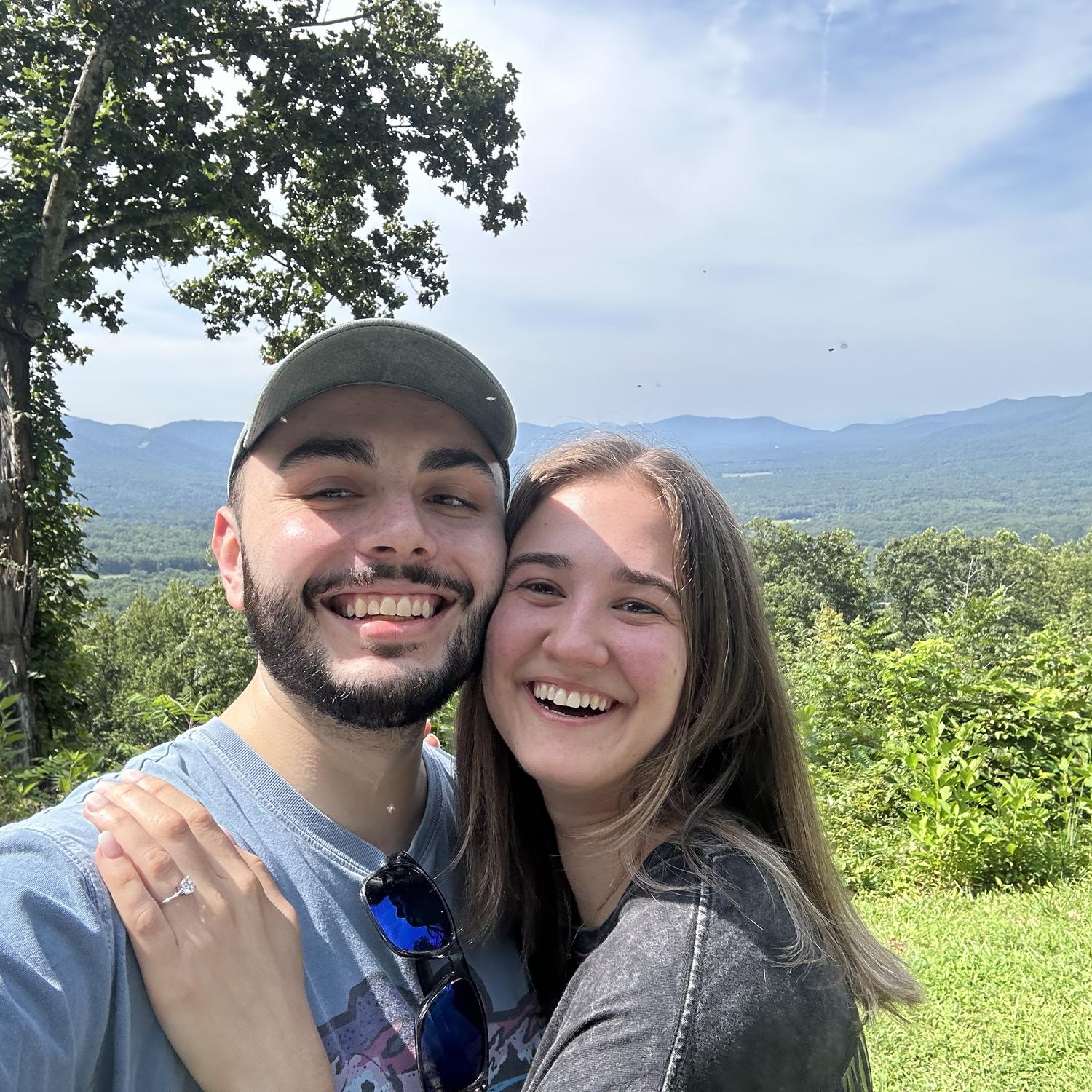 2023: After claiming Kyle could never surprise Alexis and too many months of hinting, we got engaged on August 21st at an overlook on the Blue Ridge Parkway. We both took the rest of the day off!