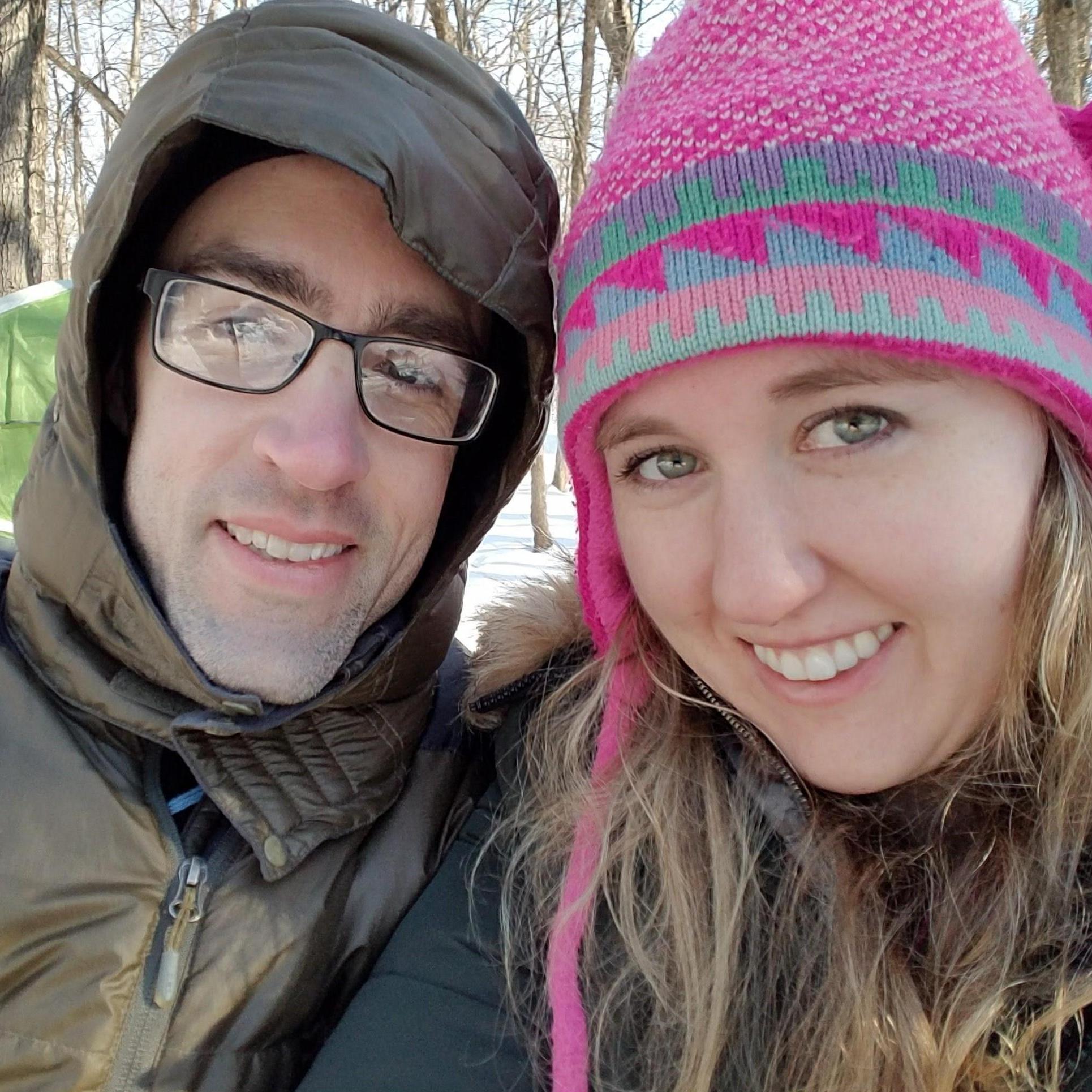 Winter camping in February. I thought it was great! I woke up to a roaring fire and hot coffee. Nick, who created the roaring fire and thought we might freeze to death, was a little less enthusiastic.