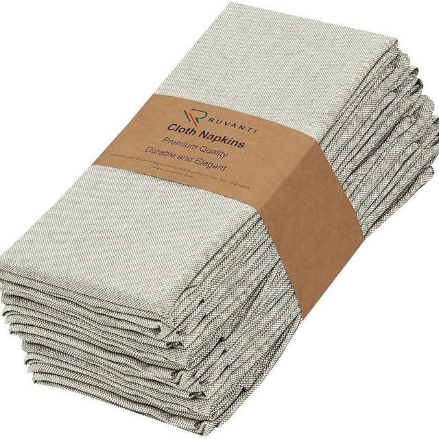 Ruvanti Cloth Napkins Set of 12, 18x18 Reusable Napkins Cloth Washable, Soft & Durable Table Napkins, Polycotton Chambray Dinner Napkins for Parties, Christmas, Thanksgiving, Weddings - Silver Lining