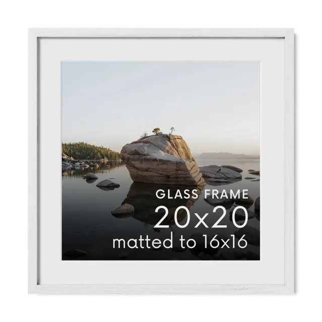 Haus and Hues Oak Picture Frame with Glass, White, 20x20