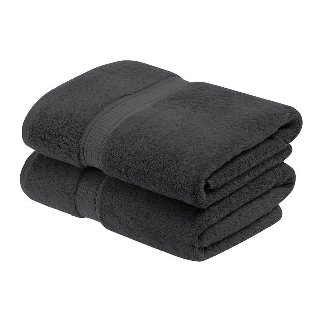 Solid Luxury Premium Cotton 900 GSM Highly Absorbent 2 Piece Bath Towel Set, Charcoal by Blue Nile Mills