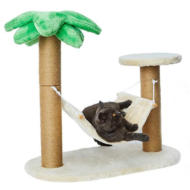 LUCKITTY Small Cat Scratching Posts Kitty Coconut Palm Tree-Cat Scratch Post for Cats and Kittens - Natural Jute Sisal Scratch Pole Cat Scratcher